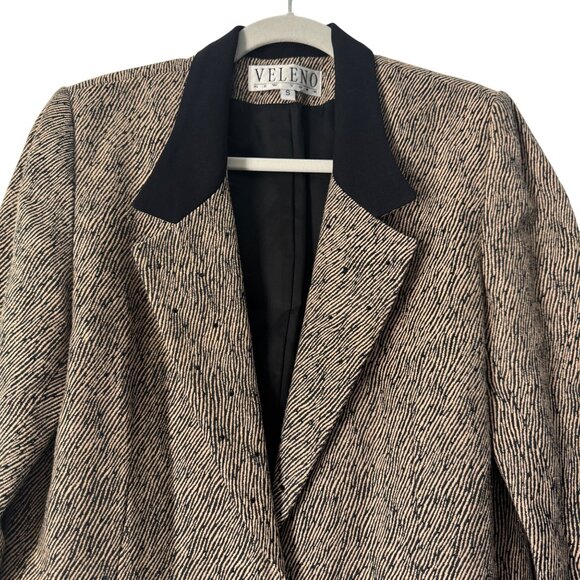Vintage Veleno New York Women's Blazer Jacket Brown Black Made In USA, Size S - Picture 4 of 10